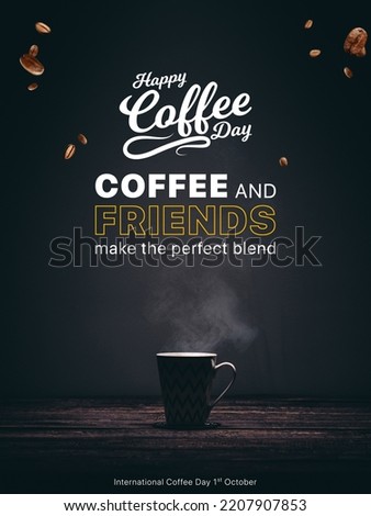 Happy World Coffee Day A Creative Concept of Coffee's Cup and beans