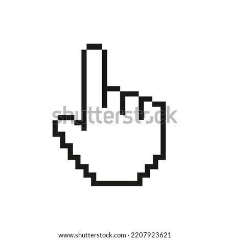 Pixel hand on a white background. Vector illustration