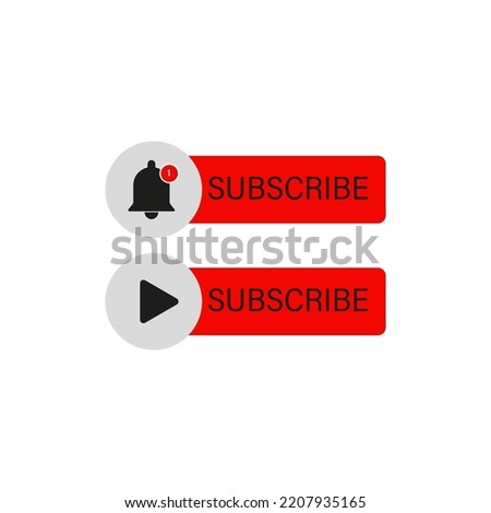 Set of subscribe buttons. bell Vector graphics