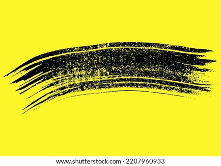 Vector graphic of brush stroke and texture background. Abstract black Ink splash banner on yellow background. Good element design for your poster, banner, advertisement etc. vector eps10.
