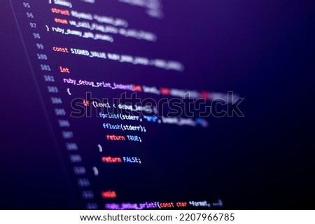 Code background. Web programming with Ruby coding