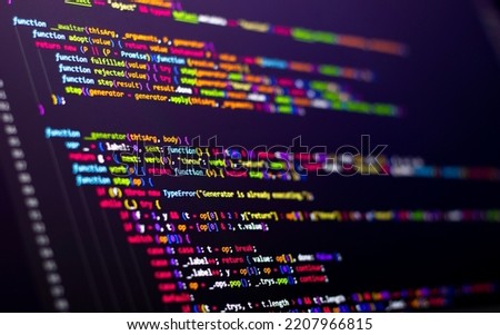 Code background. Developer doing error checking with Javascript