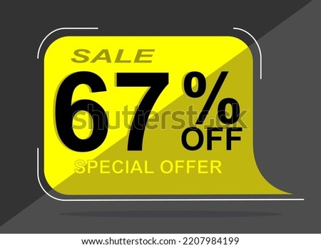 Sale tag 67% Sixty seven percent off, vector illustration, balloon shape.