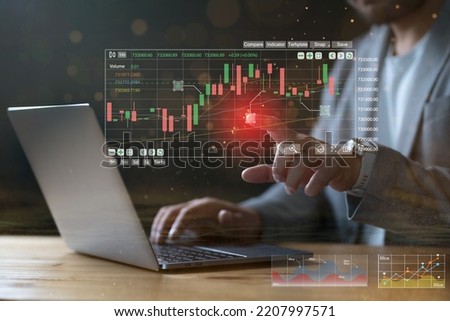 Technology for Future business Finance,  Modern graphic interface shows massive information of business sale report, Business strategy. Abstract icon. Digital marketing Concept.