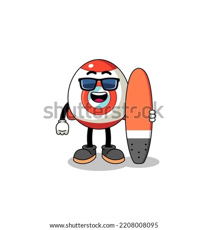 Mascot cartoon of rocket as a surfer , character design