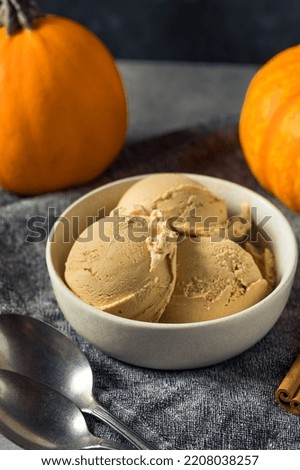 Homemade Pumpkin Spice Ice Cream in a Bowl Royalty-Free Stock Photo #2208038257