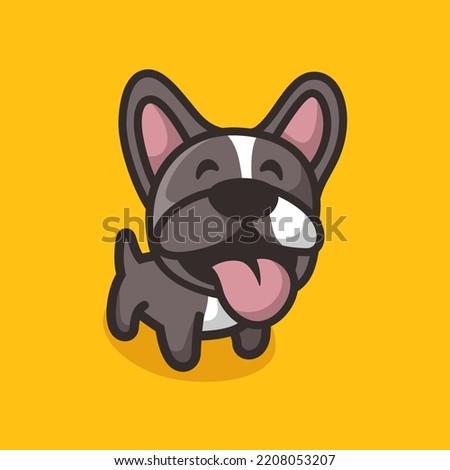 Cute dog sticking her tongue out cartoon icon illustration.