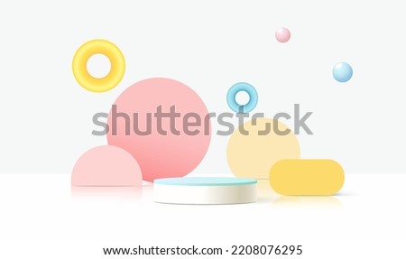 3d podium on pastel background abstract geometric shapes for kids product display
