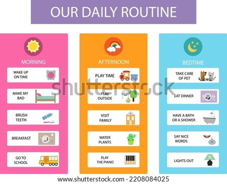 Kids Daily Responsibilities Chart, Kids Daily Routine, Chore Chart, MorningEvening Checklist, Daily Task List, Children's Job Poster, Royalty-Free Stock Photo #2208084025