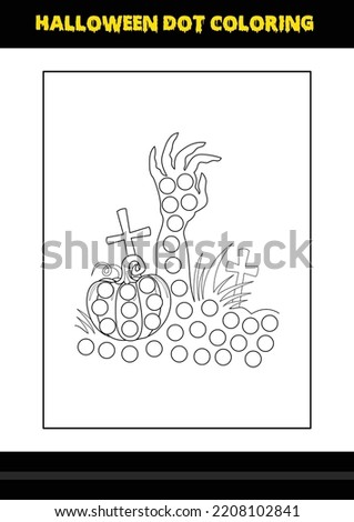 Halloween dot coloring page for kids. Line art coloring page design for kids.