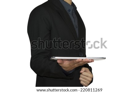 Business man and tablet computer.