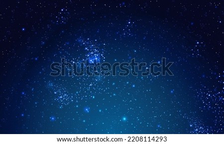 Panorama of the starry night space sky, vector art illustration.