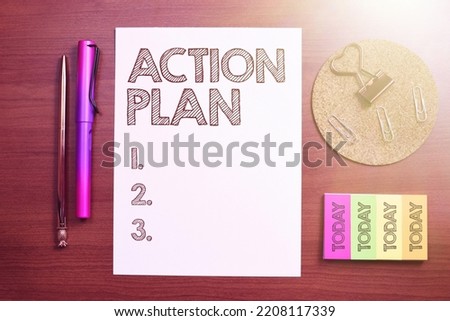 Conceptual caption Action Plan. Conceptual photo list of things or schedule to be made thia current year