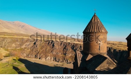 The Saghmosavank. Ancient christian church in Armenia. church near to canyon. Armenia