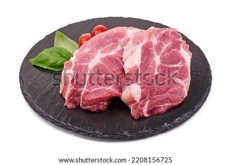 Pork shoulder steaks, isolated on white background Royalty-Free Stock Photo #2208156725