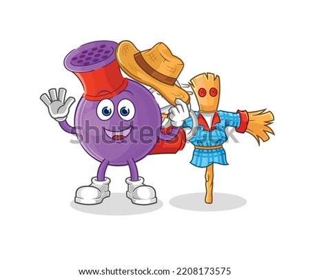 hair dryer with scarecrows cartoon character vector