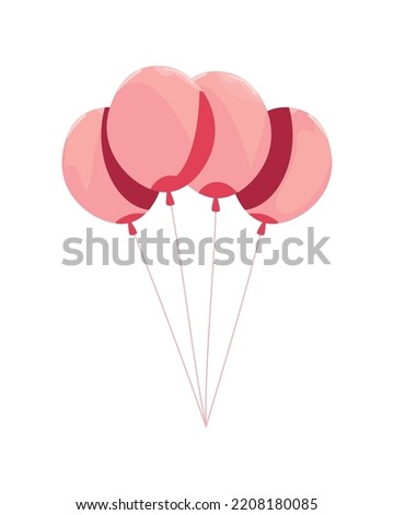 flat pink balloons over white