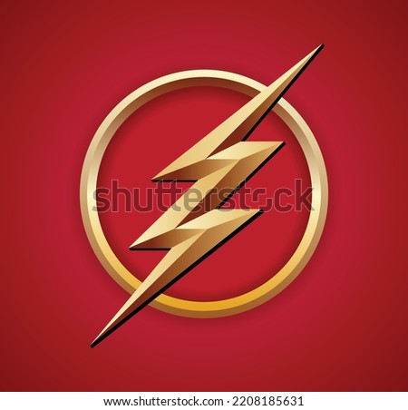 light fast power speed storm energy bolt electric charge light thunder symbol yellow red isolated background icon sign logo vector template
