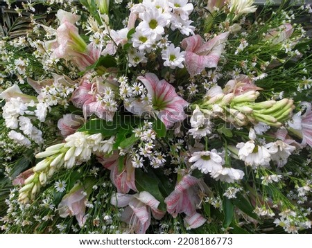 Bouquet of mix colored flowers, fragment, close. High quality photo
