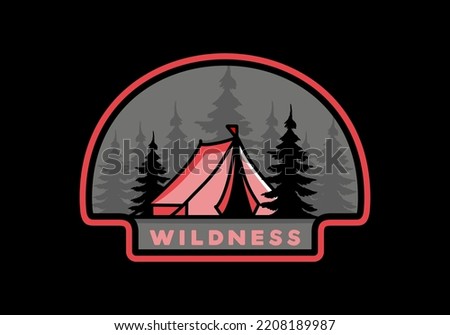 Illustration badge design of a Big camping tent