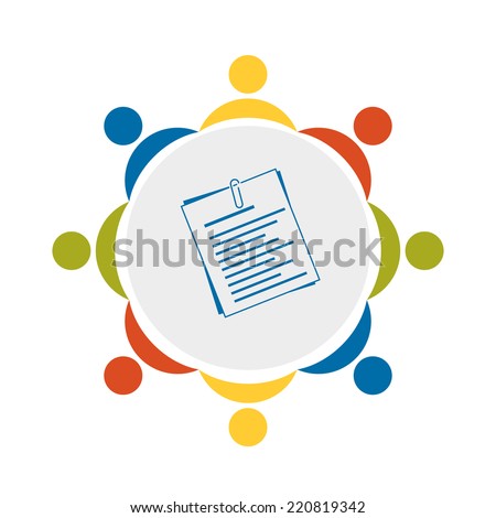 teamwork icon - symbol of teambulding, documents, resume, meeting and communication