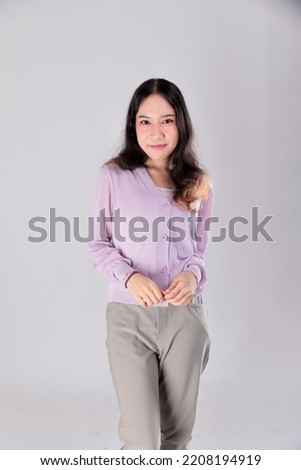 Beauty portrait of young Asian women on light and shadow background