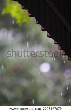 Rain falling from the roof