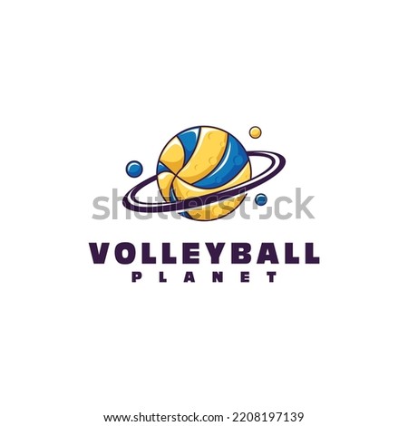 Volleyball Logo With Planet Illustration