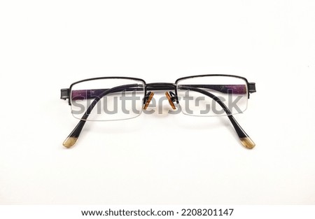 Close up of eyeglasses. Isolated background