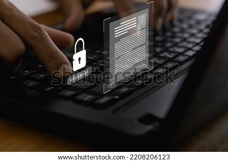 Cyber security, Management system with employee privacy. Employee confidentiality. Software for security, searching and managing corporate files and employee information. NDA(Non-disclosure agreement) Royalty-Free Stock Photo #2208206123
