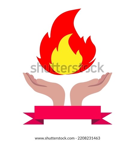 hands with ceremonial candle isolated icon