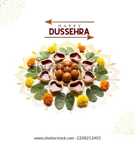Happy Dussehra. Hindu Navratri festival, Vijayadashami holiday. Royalty-Free Stock Photo #2208253403