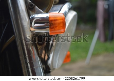 turn signal lamp cover orange and headlights from a motorcycle