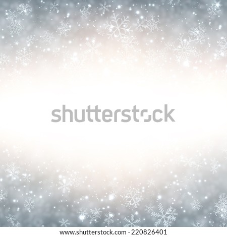 Silver winter abstract background. Christmas background with snowflakes. Vector.  