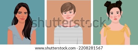 young girls teenagers. Avatar for a social network. fashion illustration isolated on background. Portrait Royalty-Free Stock Photo #2208281567