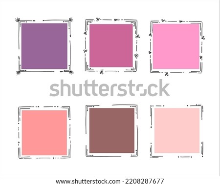 Collection of Square Cute Frame with Flower Vector 