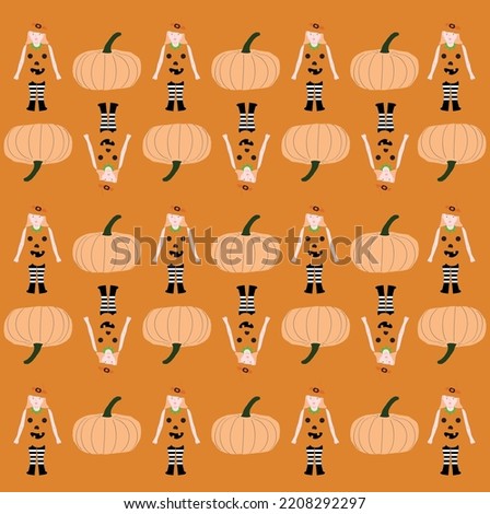 Halloween holiday cartoon character. Halloween background. Ghosts and ghost pumpkins.