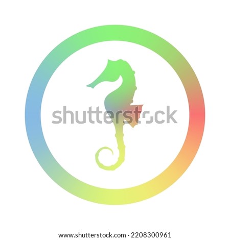 Vector Colored Seahorse Icon. Logo design on White Background. Tropical Exotic Fish.