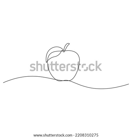 Apple one line, vector drawing, white background