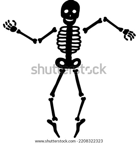 Isolated illustration of a dancing human skeleton. Halloween decor
