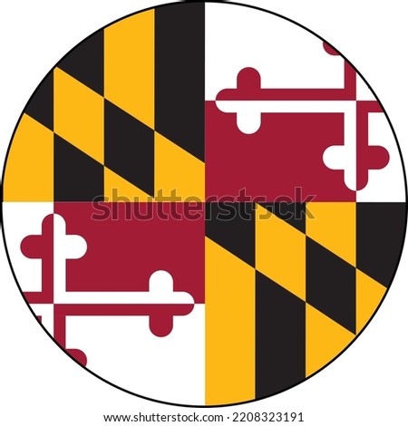Maryland round flag. Maryland flag button. flat style.