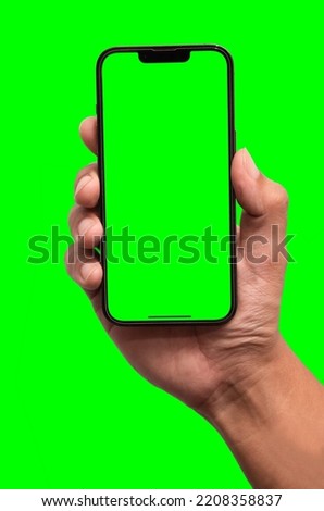 Hand holding smart phone Mockup  and screen and Clipping Path isolated for Transparent  Infographic Business web site design app