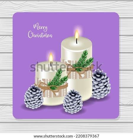 Christmas candles and Christmas tree cones vector illustration