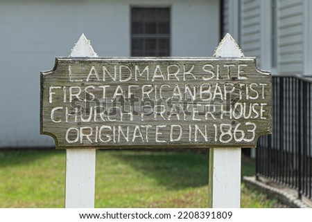 Wood carved Landmark Site sign for the First African Baptist Church Prayer House Originated in 1863.