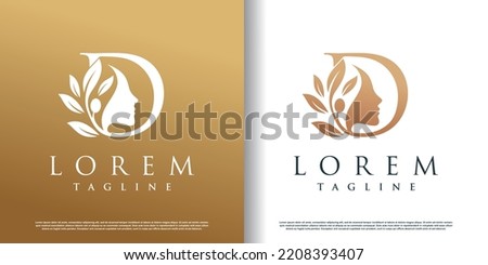 woman beauty logo icon with letter d concept design premium vector
