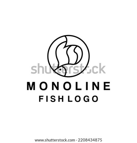 Monoline Fish Logo Vector, modern seafood Symbol and icon, creative Design Company for Restaurant