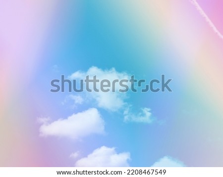 beauty sweet pastel pink yellow    colorful with fluffy clouds on sky. multi color rainbow image. abstract fantasy growing light