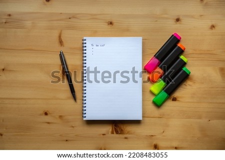 Top view of modern workplace on wooden table