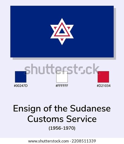 Vector Illustration of Ensign of the Sudanese Customs Service (1956-1970) flag isolated on light blue background. As close as possible to the original. ready to use, easy to edit. 
