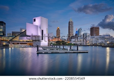 Photo of the Cleveland skyline at the blue hour time